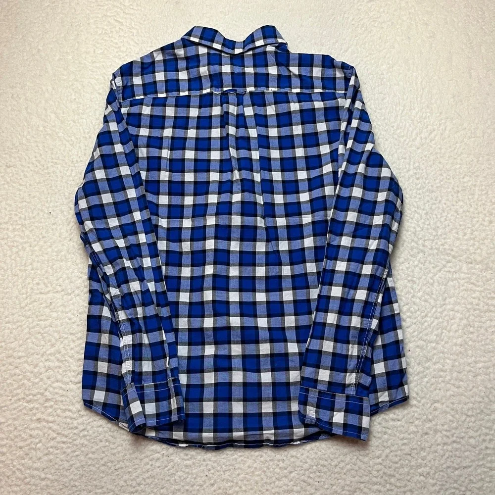 Aeropostale‎ Button Down Mens M Blue Plaid Gingham Long Sleeve Cotton Shirt
